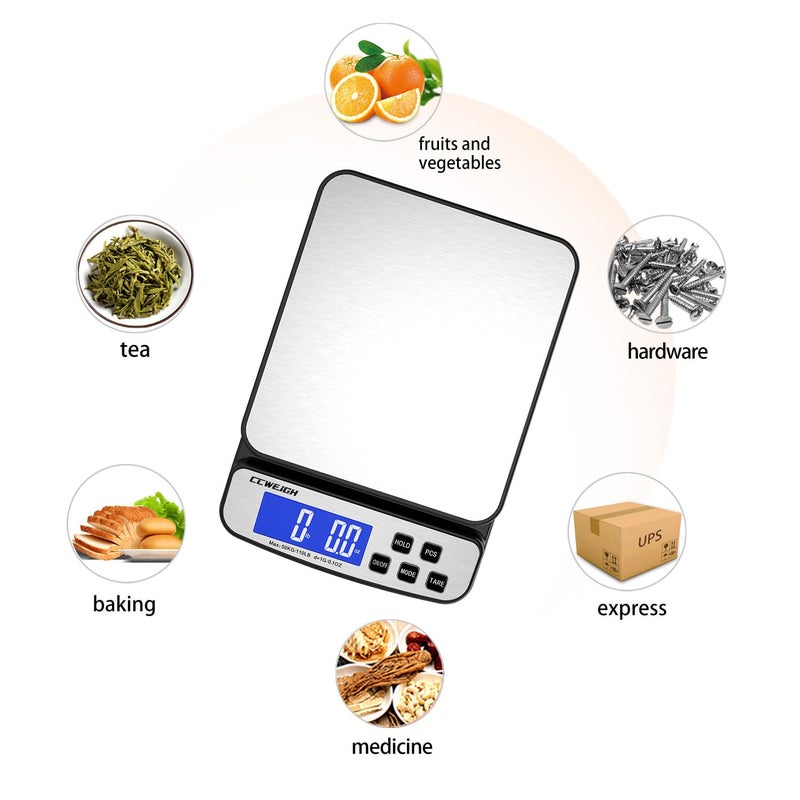 CCWEIGH Digital Shipping Scale 110 lbs x 1g with Hold and Counting Function Mail Scale Postage Scale for Shipping Packages,Postal Scale for Warehouses, Homes, Offices, and Courier Companies - Image 2